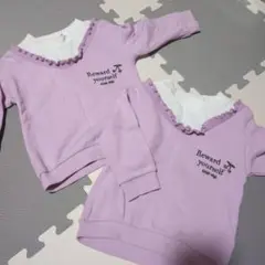 双子ちゃん　ラベンダー フリル トレーナー 2枚セット