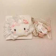 サンリオ ホワイトフリルデザインシリーズ ヘアクリップ ストラップ キティ