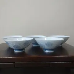 花柄 飯碗 5個セット 磁器 昭和レトロ　有田焼のサムネイル