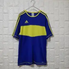 adidas トレーニング Tシャツ M サッカー スポーツウェア ブルー