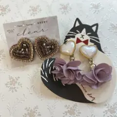 ★売り切りセール★ハンドメイドアクセサリー　ピアス　ハートモチーフ