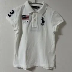 ラルフローレン　半袖ポロシャツ　USA ビッグポニー　ホワイト×ネイビー　Y2K