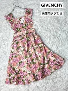 新品タグ GIVENCHY 花柄エプロン 日本製 綿100% フリル リボンのサムネイル