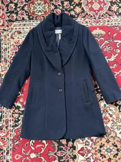 SCÈNE DEUX セーヌドゥー ショールカラーコート ネイビー ウールコート