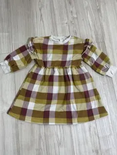 apres les cours チェック柄長袖ワンピース