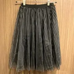 美品 フレアスカート ブラック ストライプのサムネイル