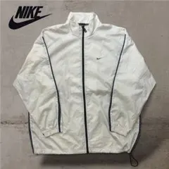 【ナイキ】ナイロンジャケット両面刺繍スウォッシュロゴドローコードテックY2K古着