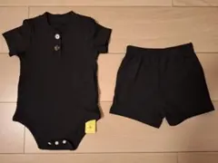 ②シーインSHEIN黒色ロンパース・ショートパンツset新品未使用タグ付き