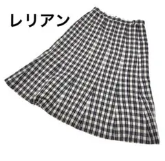 Leilian レリアン フレア ロング スカート 11 ホワイト ネイビー