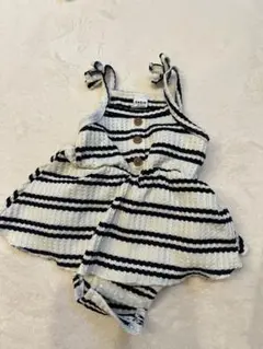 SHEIN ストライプロンパース　60〜70