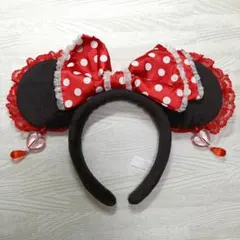 廃盤人気 ディズニー ミニー イヤリング フリル レース カチューシャ 赤