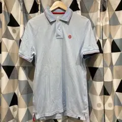 NIKE 半袖シャツ ポロシャツ ライトブルー×レッド スポーツ 胸ロゴ