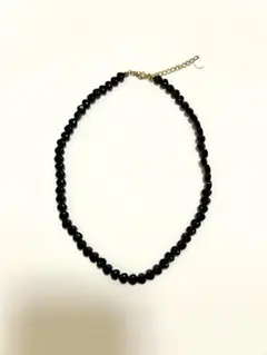 【新品未使用】OPAQUE ブラック ハート ビーズネックレス ゴールド金具
