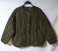 レディース　中綿 キルティングジャケット　Lサイズ 　カーキ色