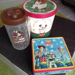 ディズニーキャラクター缶ポリ容器紙容器 3点セット