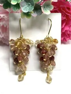 天然石　シトリン　アンデシン　ピアス　No.A698