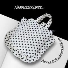 ドットのミニミニフリルトートのポーチ ハンドメイド ガーリー 可愛い