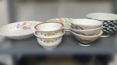 【茶碗等まとめ売り】昭和レトロ　陶器　茶碗・どんぶり・小鉢・皿2種　合計５種類