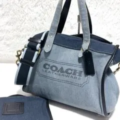 COACHコーチ フィールドトート 30 デニム ポーチ付き ショルダーバッグ