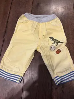 イエロー 恐竜刺繍 ハーフパンツ