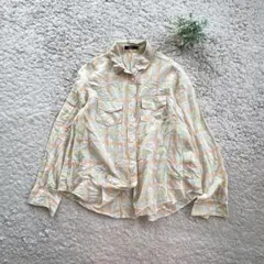 【DRESSLAVE】チェックシャツ 長袖 羽織り38 シアー カジュアル 春夏のサムネイル