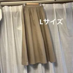 ベージュ フレアロングスカート　ゴム　大きめ