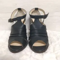 DIANA Romache 黒レザー オープントゥヒールサンダル　サイズ24cm