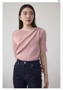AZUL by moussyドレープデザイン5分袖リブカットソーのサムネイル