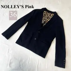 NOLLEY’S pink テーラードジャケット 36 ネイビー 裏地レオパード