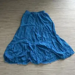 フレアロングスカート　ブルー　海外
