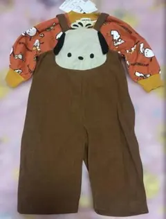 ポチャッコ　サロペット　トレーナー　90cm オレンジ　コーデュロイ