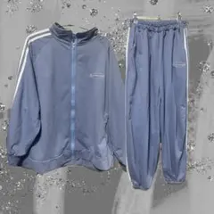 水色 白ライン ジャージ セットアップ