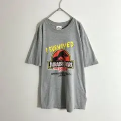 【激レア】✨USA UNIVERSAL✨STUDIO　ジュラシックパーク　シャツ 00's UNIVERSAL ''WARNING'' ジュラシックパーク プリントTシャツ 表記
