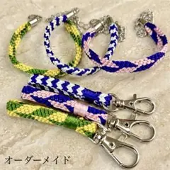 組紐ブレスレット＆ミニストラップ ハンドメイド 和モダン hanahimo