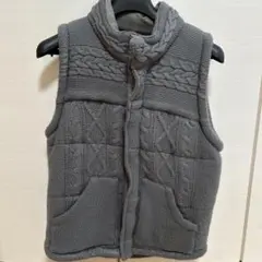 グレー ケーブル編み ノースリーブベスト