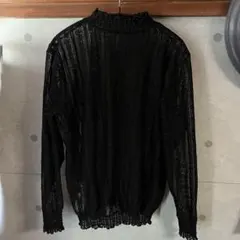 【美品】LOWRYS FARM レースブラウス フリルネック 黒 M