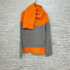 ブランドジェイドンナ ✨マフラー付ニット セーター ウール　オレンジ グレー