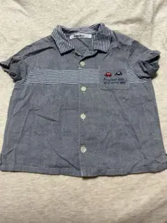 ファミリアfamiliar 90cmネイビー ストライプシャツ