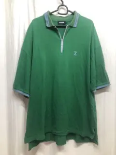 【X-Large】ZIP UP 刺繍バックロゴ　オーバーサイズ 半袖ポロシャツ