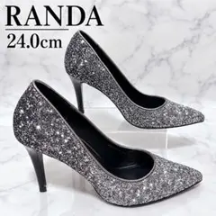 RANDA グリッターパンプス 24cm ラメ ピンヒール 結婚式 二次会　美品