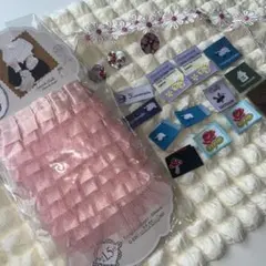 ピンクレースリボンとタグセットとヴィンテージボタン