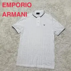 EMPORIO ARMANIワンポイントロゴ　総柄　半袖ポロシャツ　白のサムネイル