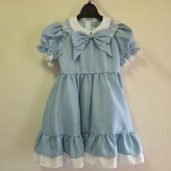 水色 レース付きドレス