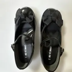 コムサイズム　女子　子供用　黒　靴　フォーマルシューズ