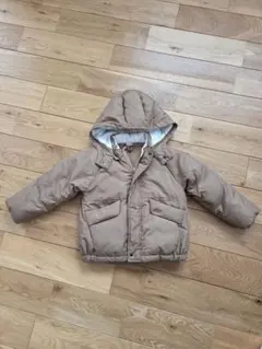 【美品】petit main フード付きベージュダウンコート