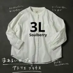 ソウルベリー　まぁるいカーブのアトリエブラウス　3L　綿100%のサムネイル