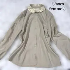 新品♡axes femme premium長袖 ブラウス レース パール調ボタン