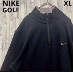 ナイキ ゴルフ ハーフジップ トレーナー スウェット 刺繍ロゴ ブラック XL