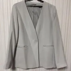 ノーカラージャケット ライトグレー