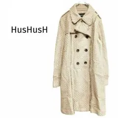 ハッシュアッシュ ツイードコート ロングコート ダブル ベージュ トレンチ L